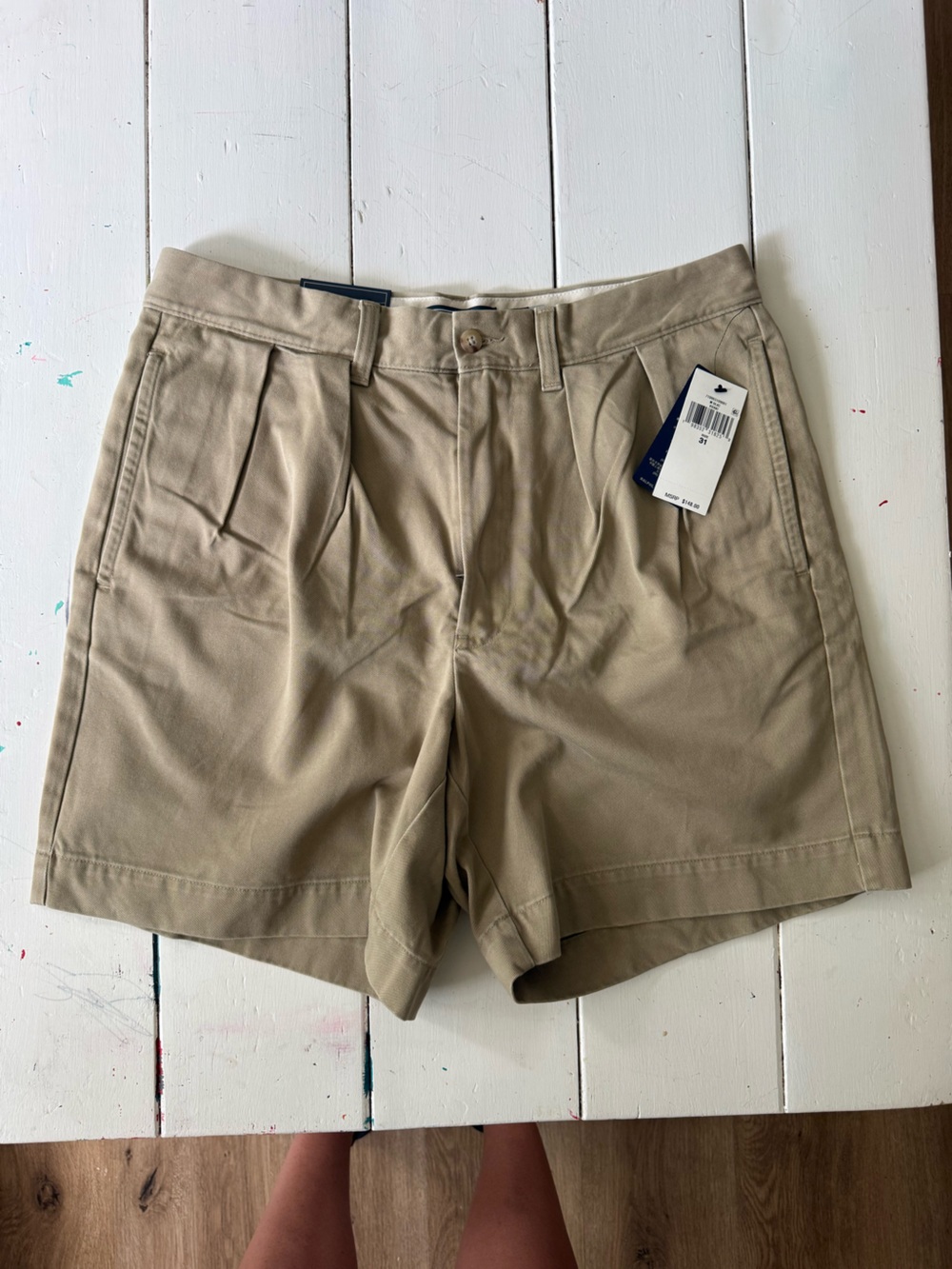 NWT Polo Ralph Lauren Flat Front Shorts Tan Khaki Classic Fit Men's Sz 31
